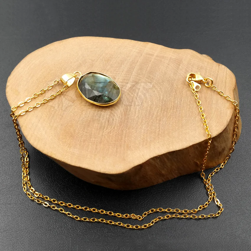 Женское Ожерелье из натурального Лабрадорита 10 шт./Лот 15 х25 мм|necklace high quality|necklace