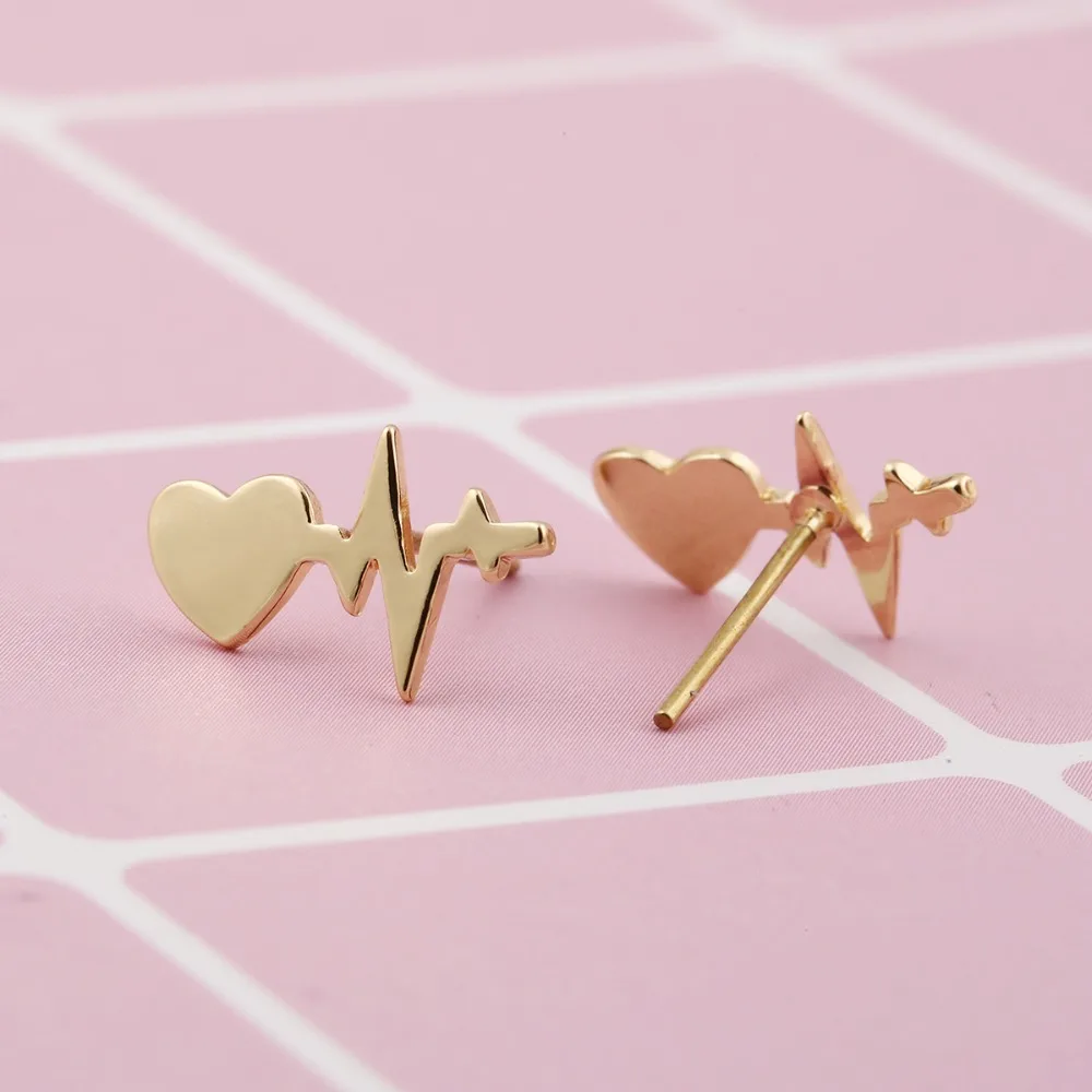 

Daisies 10pc/lot Heartbeat Stud Earrings for Women ECG Induction Earrings Lovers Jewelry Bijoux Femme Accessories ear