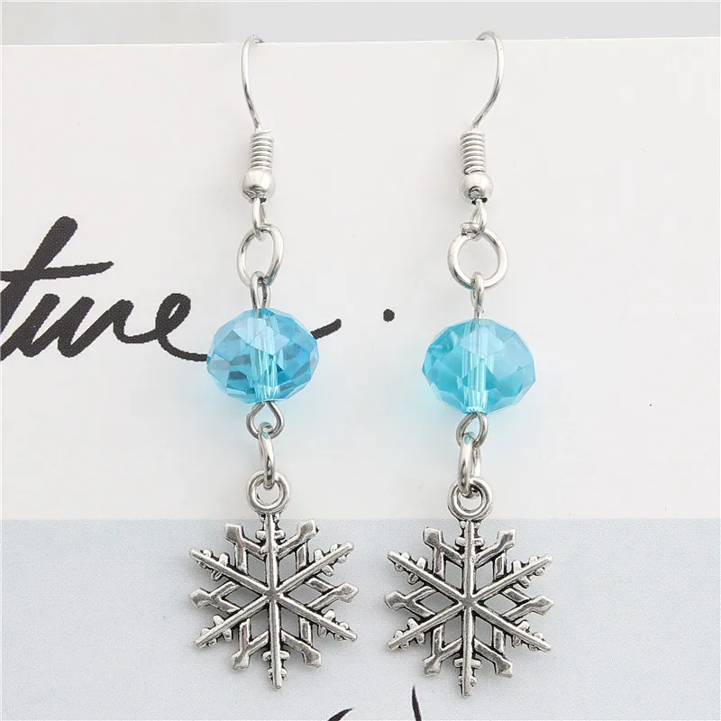 1pair Snow Flake Statement Drop Earrings For Women Earring Silver Color Snowflake Ears Bijoux Shipping E2119 | Украшения и