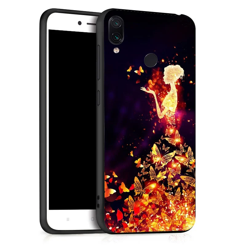 Case For Xiaomi Redmi Note 7 5 Pro 8 Cases Coque 3D DIY Painted Black Flower Cat Cover On For Xiaomi Mi 9 SE Xiomi 9T Bumper