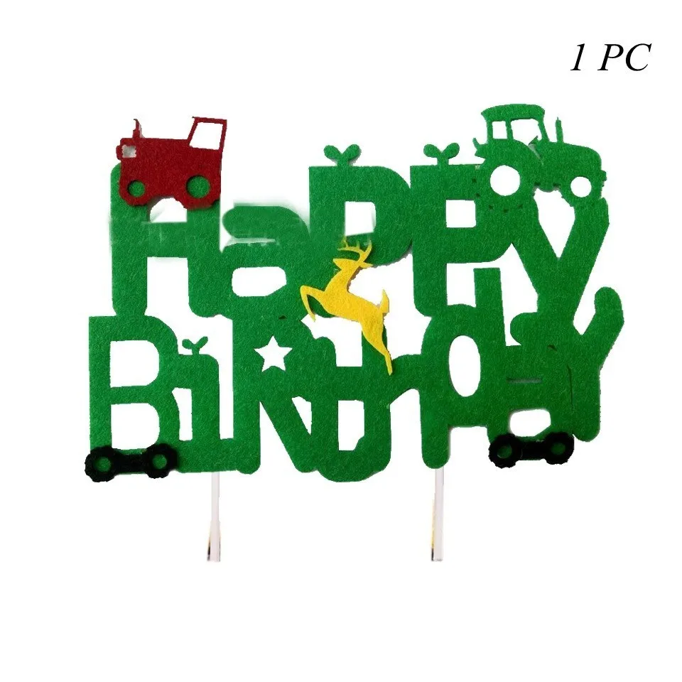 Green Cake topper Строительный трактор надувные воздушные шары на день рождения экскаватор автомобиль баннеры детский день рождения, день рождение мальчика вечерние принадлежности - Цвет: Green Cake topper