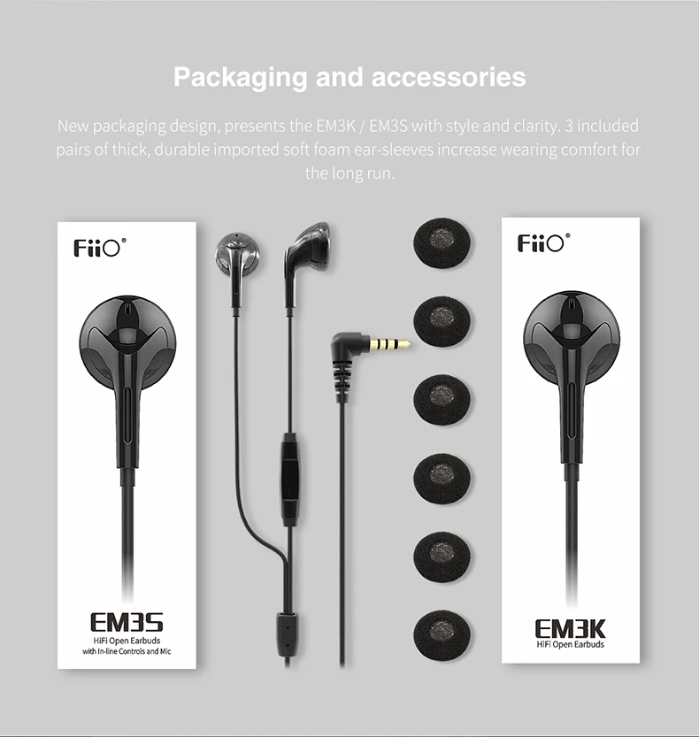 FiiO Динамические диски наушники открытые наушники EM3K без микрофона для mp3 ipod или EM3S с микрофоном для HUAWEI/XIAOMI/iPhone L
