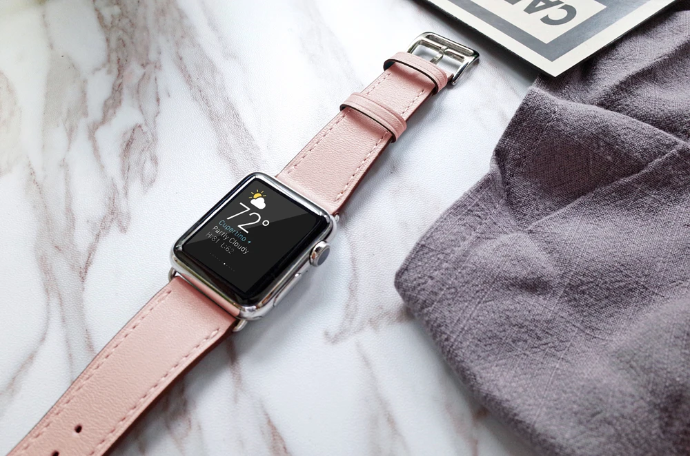 Элегантный розовый мятный зеленый один тур ремешок для Apple Watch Band из натуральной кожи серии 1 2 3 4 38 мм 40 мм 42 мм 44 мм браслет ремешок