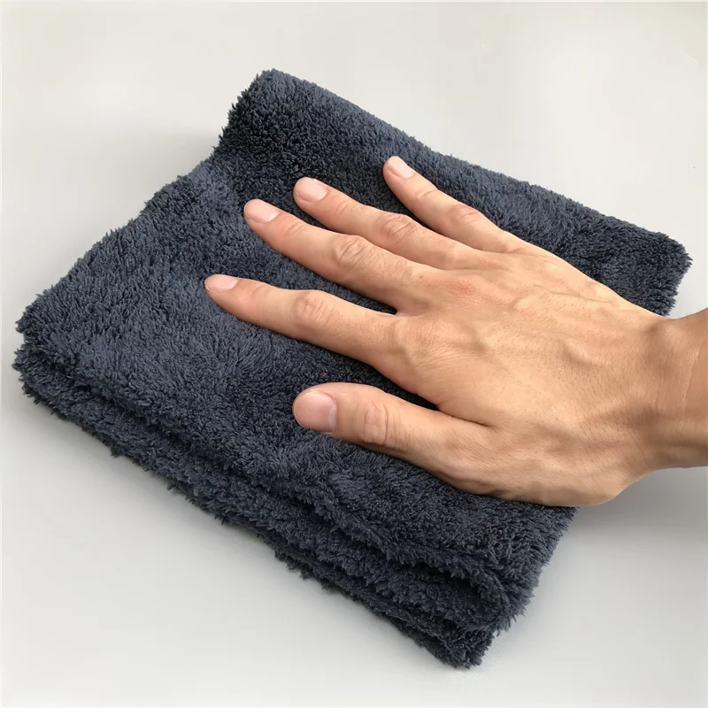 Ultra Thick-Black/Dark Blue Edgeless Microfiber Towel 16"X16" Premium Detailing Cloth For Polishing,Buffing,Car Washing