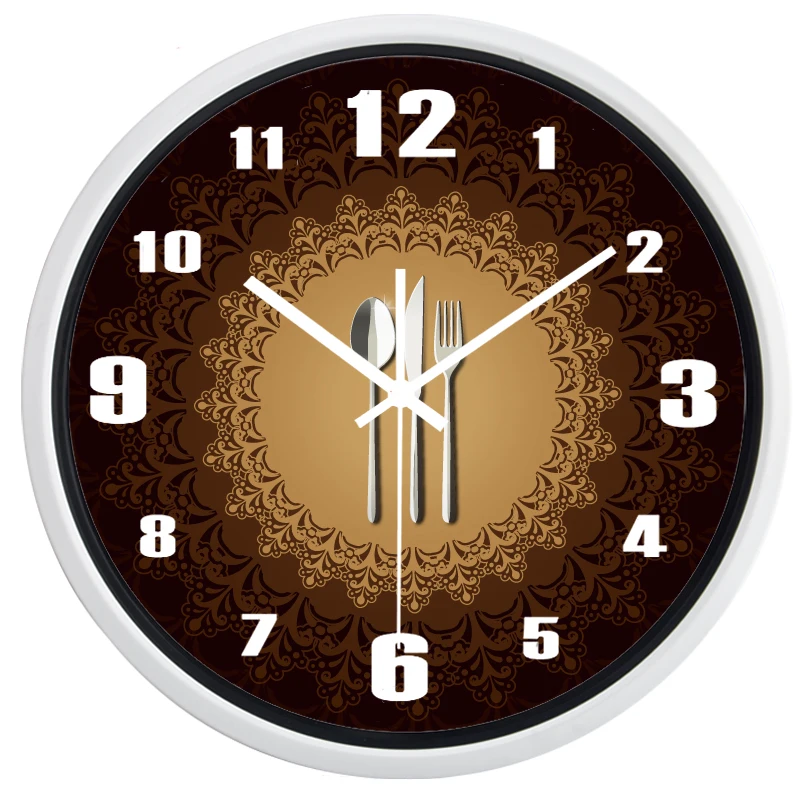 Новый дизайн бесшумные настенные часы для кухни ресторана красивые круглые