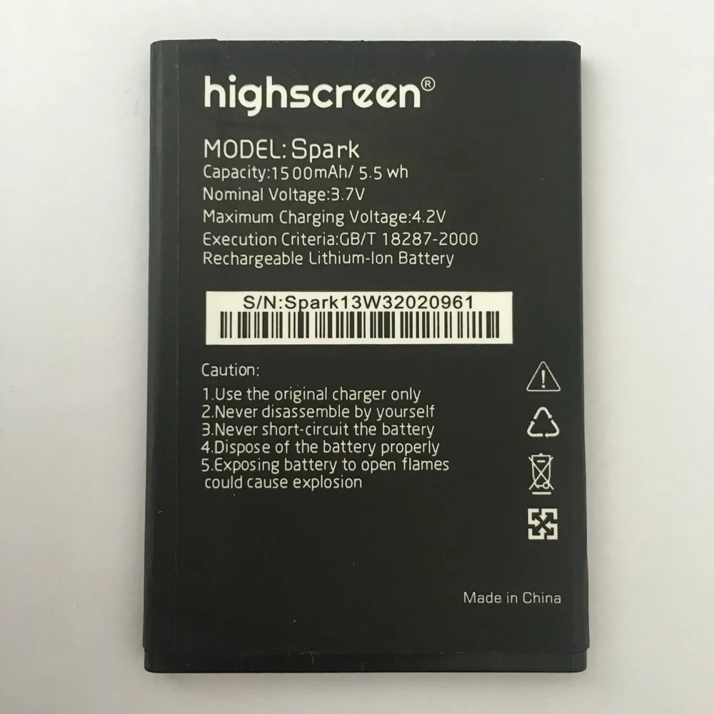 

100% Высококачественная искровая батарея 1500 мАч для Highscreen Spark мобильный телефон + код отслеживания