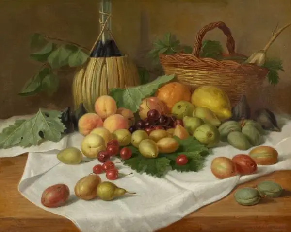 Хлопок без рамки Классическая натюрморт корзина с фруктами холст печать картина