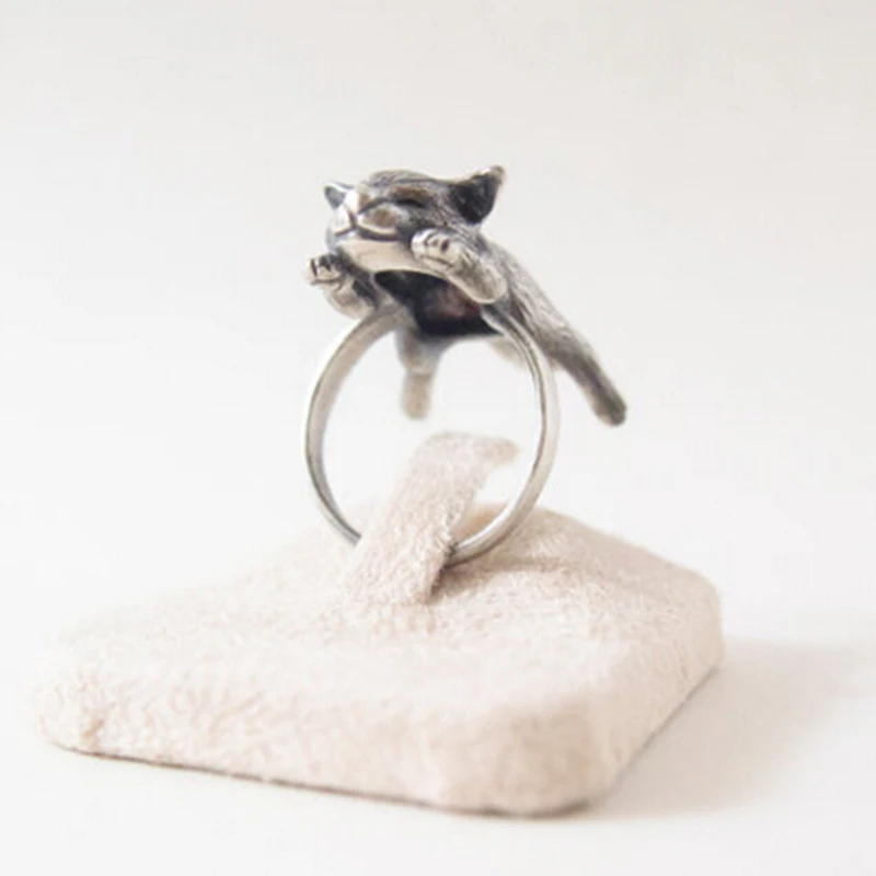 Wholesale Unique Handmade Retro Sleeping Cat Ring Cute Pet Girl Gift Jewelry--12pcs/Lot | Украшения и аксессуары