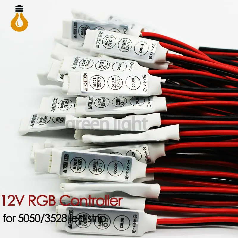 10 шт./лот 12В 6А 3 клавиши Мини контроллер Диммер для 5050 3528 RGB светодиодные полосы
