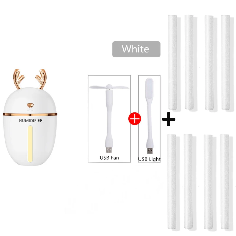 Whit3 in1and 8filter 450 мл увлажнитель воздуха USB Арома эфирные масла диффузор для дома и офиса ароматерапия Humidificador Difusor с ночной лампой - Цвет: Whit3 in1and 8filter