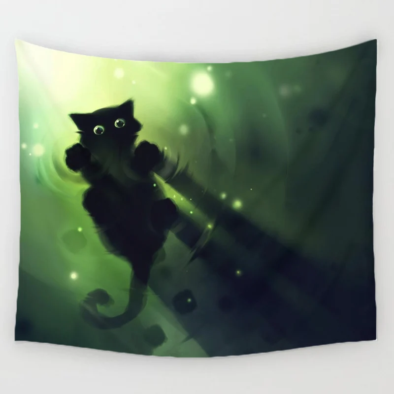 Оформление стены с тканевым ковром с принтом милого кота DecorUhome Cartoon Animal Tapestry Wall Hanging Decor Lovely Cat Printed Carpet Home Living.
