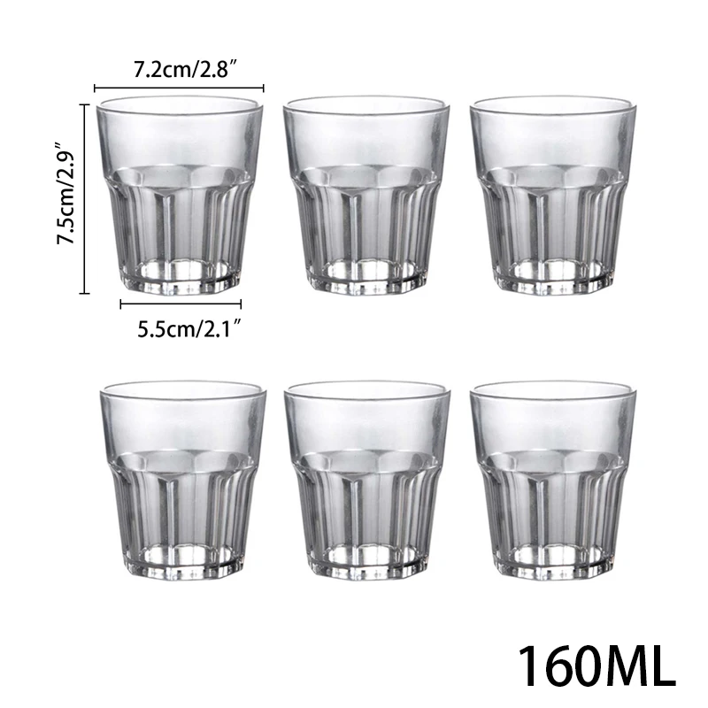 160ML 6 шт. пластиковый ресторанный стакан, прозрачный пивной стакан для вина, бокалы для напитков, устойчивые к разбиванию, прозрачные стаканы для кафе-бара - Цвет: 160ML