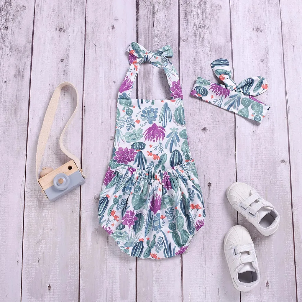 Детское боди одежда для маленьких девочек летнее хлопковое без рукавов с принтом