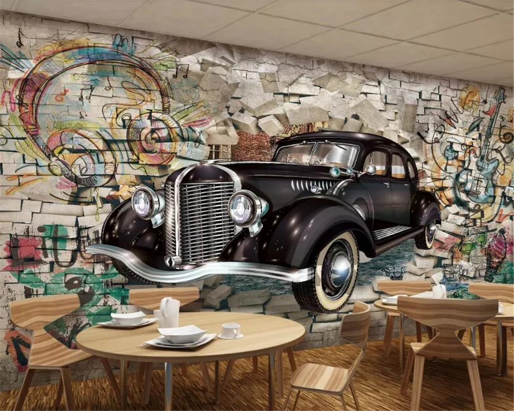 Обои на заказ индивидуальная ручная роспись граффити автомобильная стена стерео