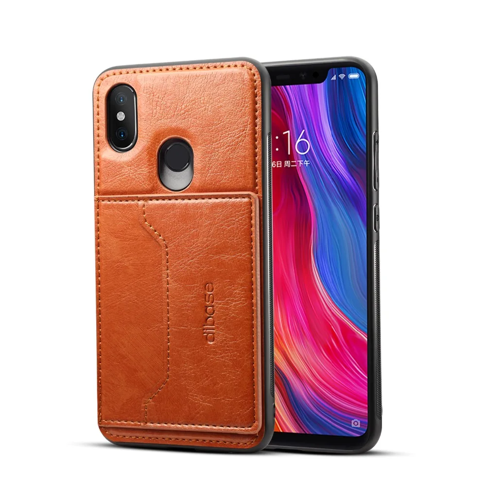 Бренд Dibase для xiaomi 8 чехол Crazy-horse кожаный жесткий ПК чехлы карман карт кронштейн