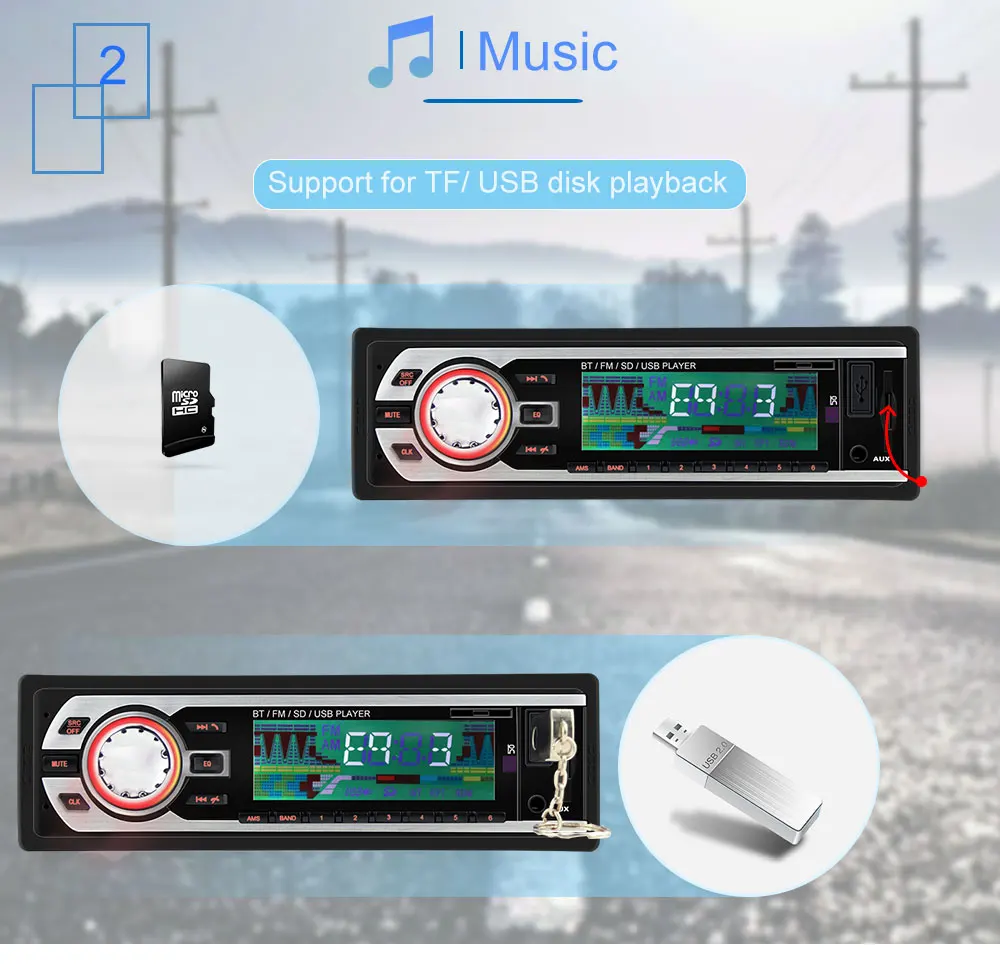 24 В Автомобильная магнитола, стерео аудио, Bluetooth In-dash, 1 Din, FM, Aux вход, приемник, SD, USB, MP3, ISO разъем, Авторадио, oto teypleri