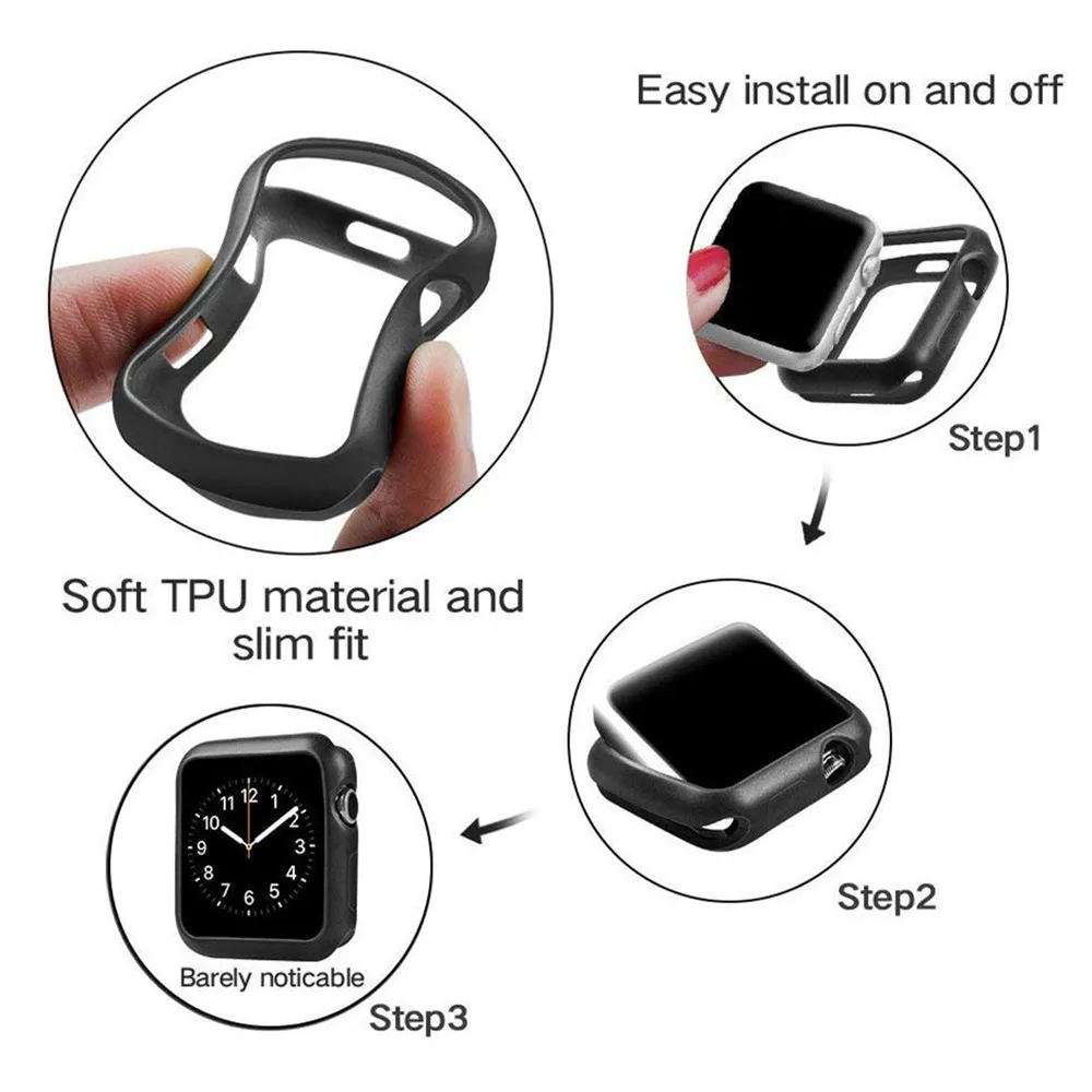 Чехол-бампер для Apple watch, чехол для Apple watch 5, 4, чехол 44 мм, 40 мм, iwatch, чехол 42 мм, 38 мм, серия 3, 2, 1, силиконовый чехол, аксессуары 44