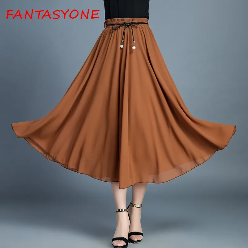 Fantasyone Мода 2017 г. Дизайн Лето Для женщин юбка шифон Винтаж длинные Юбки для