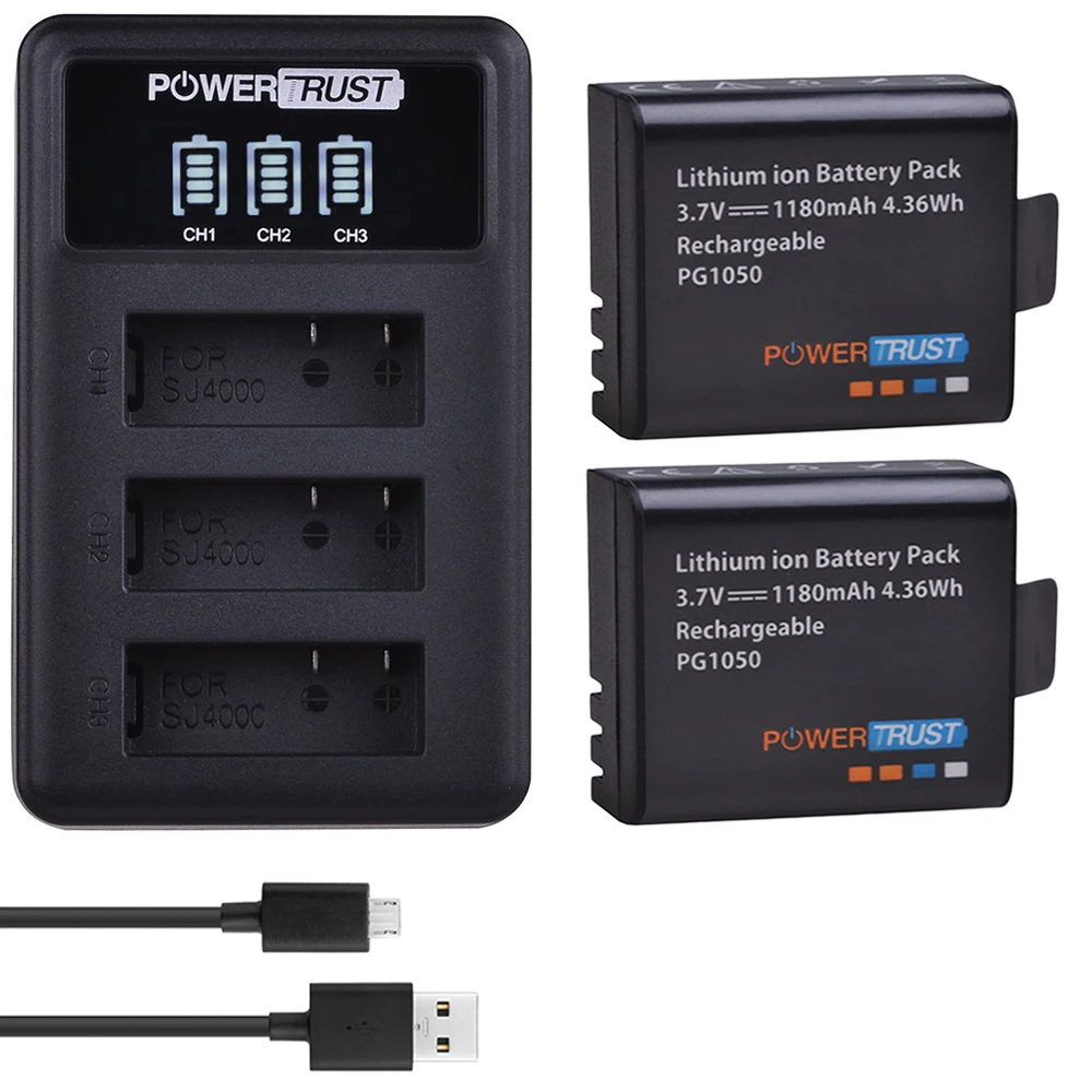 Зарядное устройство PowerTrust 2 аккумулятора PG1050 3 слота со светодиодной подсветкой