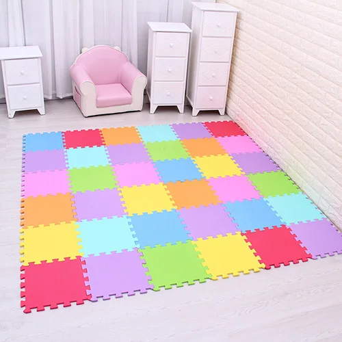 36pcs solid color Красочный развивающий детский игровой коврик с животным узором, Eva пена, блокирующий Коврик-пазл, развивающий коврик для ползания, детский игровой коврик - Цвет: 36pcs solid color