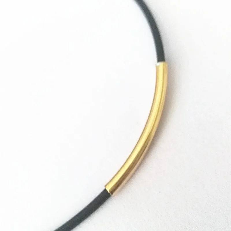 Новый шикарный простой черный кожаный сплав ожерелье-чокер изогнутая трубка