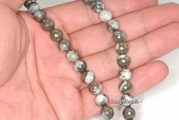 6 мм Железный Пирит вторжение драгоценный камень черный белый круглый бусины 15 5