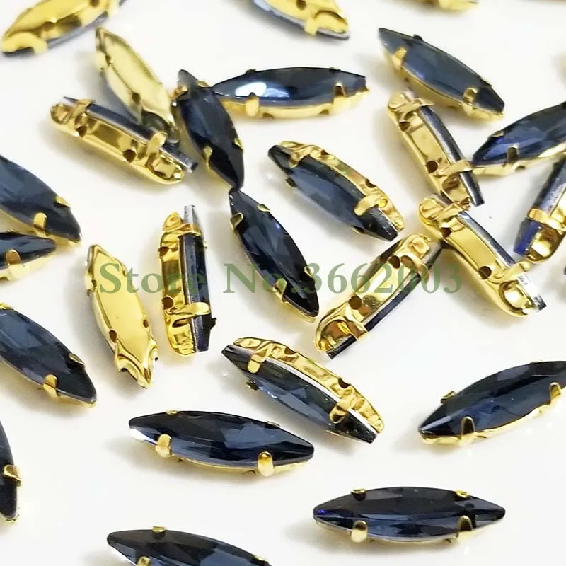 4x15mm 50 шт./упак. Золотой подошвой внешней торговли Стекло с украшением в виде кристаллов пришить коготь стразы, сделай сам, Костюмы аксессуары - Цвет: Ink blue