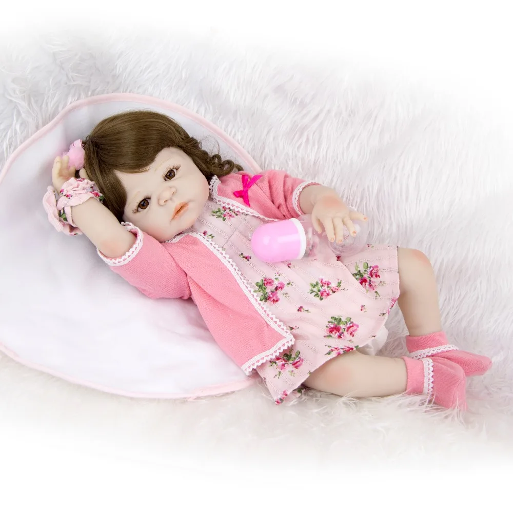 KEIUMI 23 дюйма коллекционные полностью силиконовые куклы Reborn реалистичное розовое