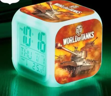 Розовый 7 цветов, цифровые часы World of Tanks, светодиодный Будильник, игровой персонаж, reloj despertador, светящиеся часы для мальчиков и девочек, подарки на Рождество - Цвет: Розовый