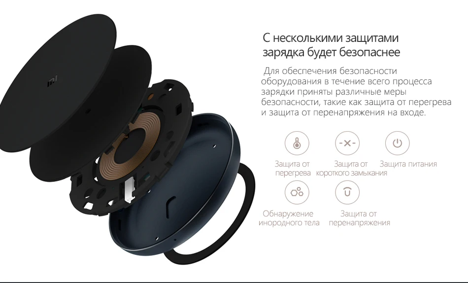 Из России- Xiaomi WPC01ZM 10W Qi Беспроводное Зарядное Устройство Портативная Быстрая Зарядка Макс. 10 Вт Для Iphone Samsung И Т. Д