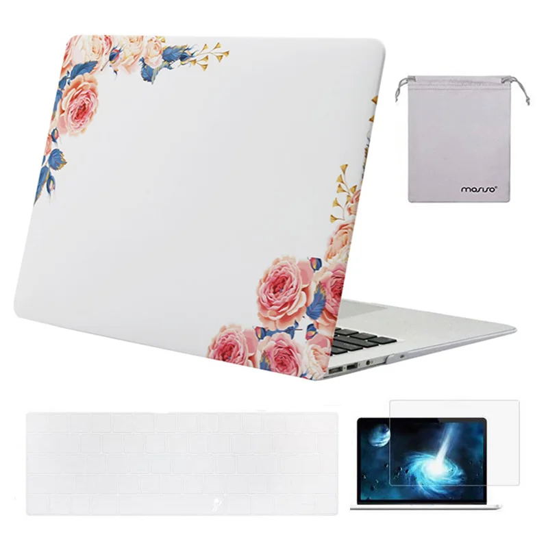 Pink Peony MOSISO чехол для ноутбука Macbook Air 13 дюймов A1466 A1369 2012-+ силиконовый чехол для клавиатуры+ пленка для экрана+ сумка для хранения - Цвет: Pink Peony