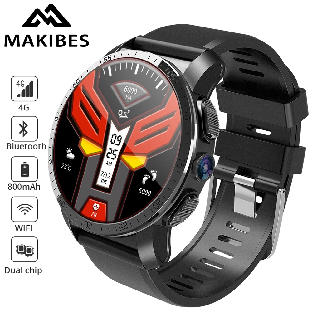 Makibes M3 4G MT6739 + NRF52840 двойной чип 8MP камера GPS 800 мАч 2 ГБ 16 Гб мужские Смарт часы