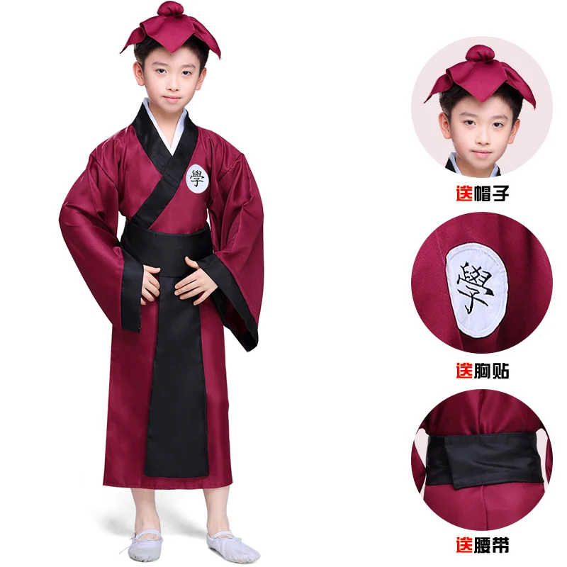 Новые китайские народные hanfu топы для мальчиков, этническая блуза с длинными рукавами, китайский традиционный костюм, детский Древний китайский стиль - Цвет: color7