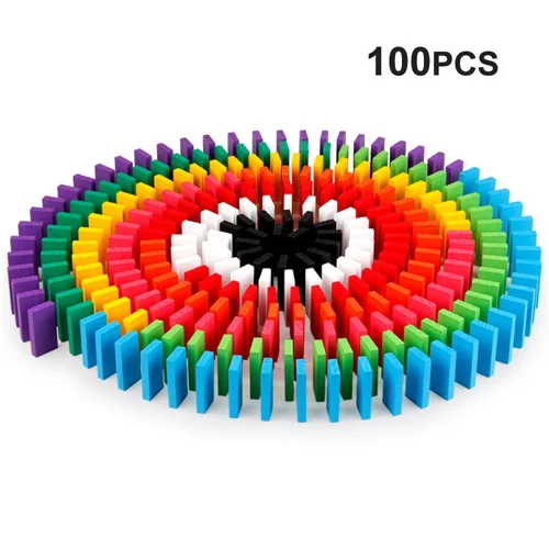 100pcs 100/300/500 шт. Детские Деревянные домино радужных блоков головоломки домино игровой игрушки Монтессори обучающие игрушки для Детский подарок - Цвет: 100pcs
