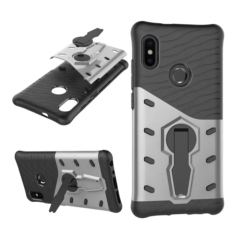 Гибридный чехол для Xiaomi Redmi Note 5 Pro Жесткий с подставкой Броня кремния + PC Защитная