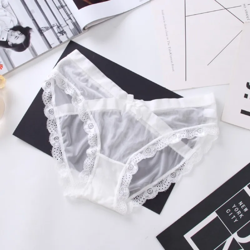 Jeseca New Sexy Lace Female Briefs Transparent Panties Low-Rise Underwear Hollow Out Easy-Dry Breathable Seamless Short Briefs