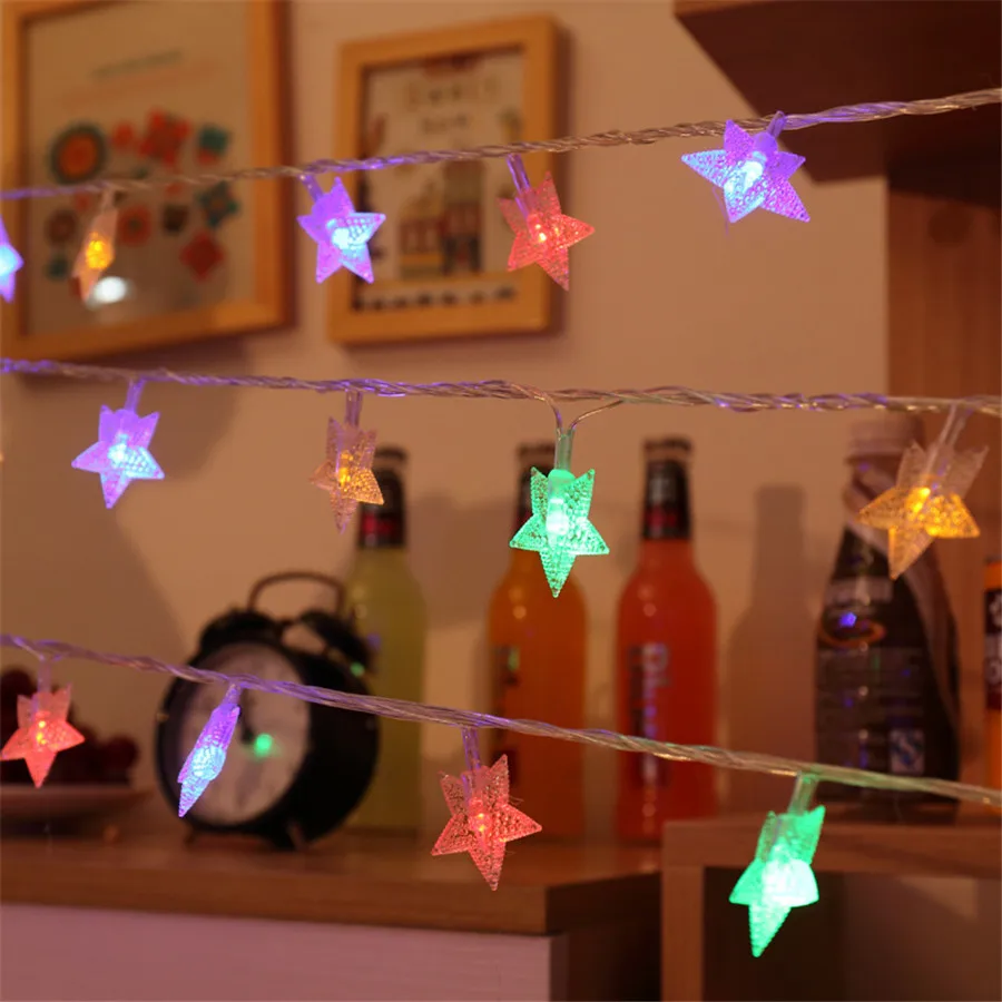 5M 50pcs Five-pointed Star LED Christmas String Light Battery Operated Fairy Garland Outdoor Home Party Wedding | Освещение