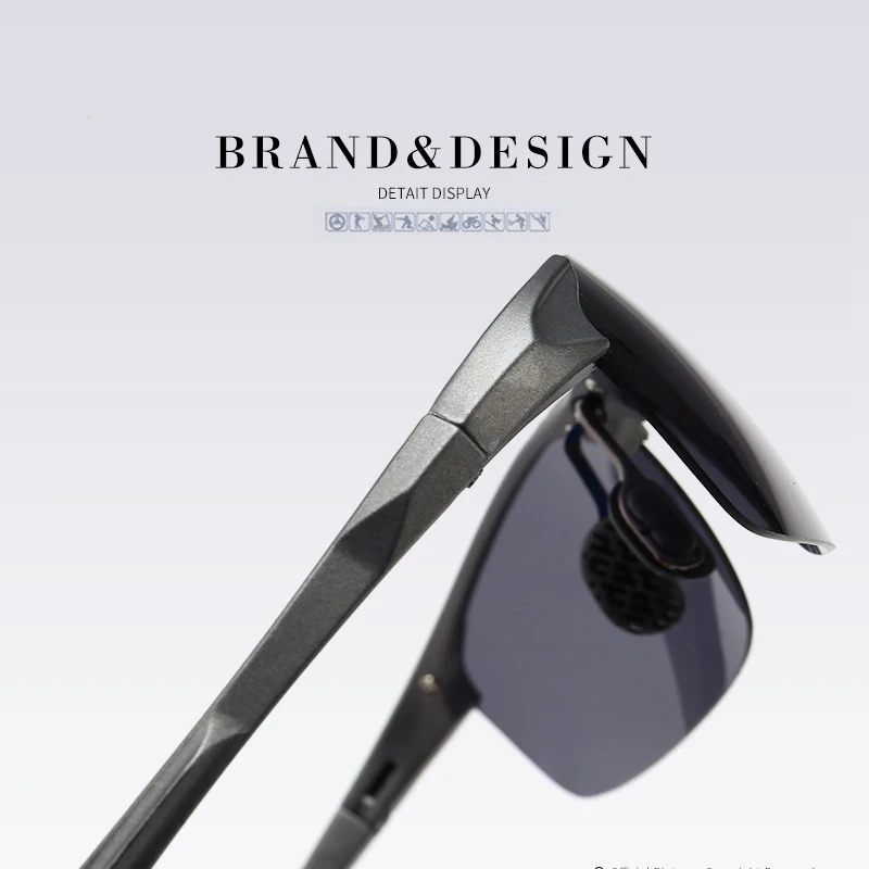 Мужские поляризационные солнцезащитные очки черные в черной оправе с