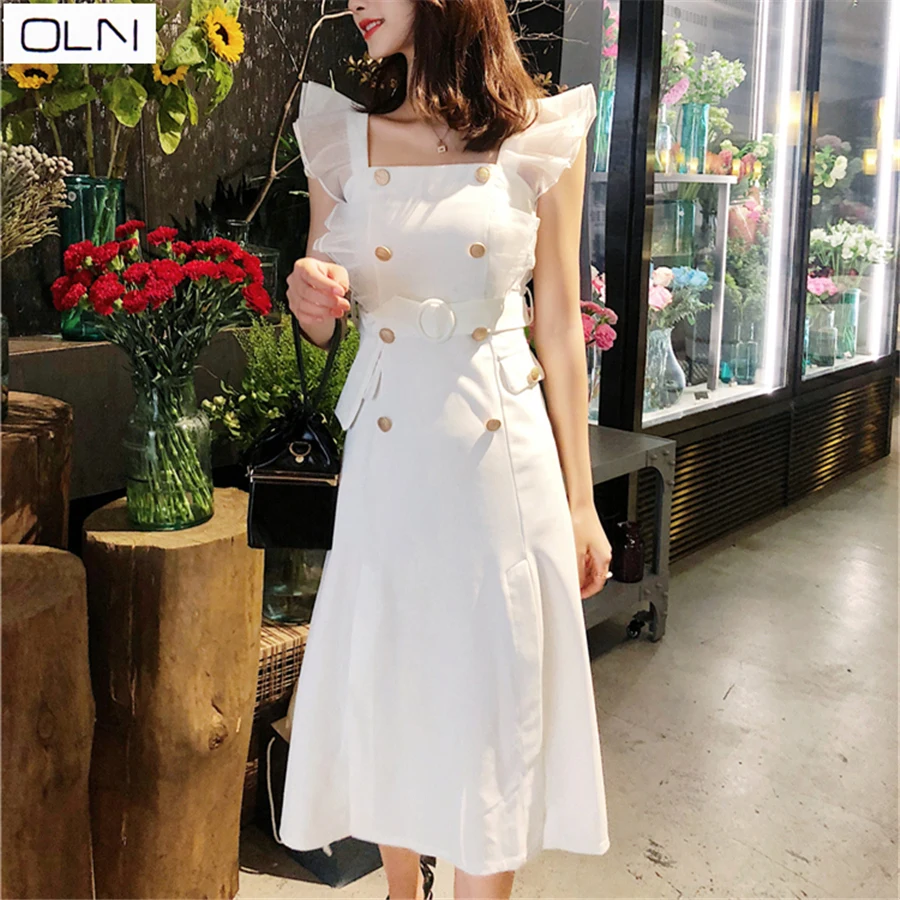 Vestidos платье OLN Новое модное корейское женское с разрезом для женщин | Женская