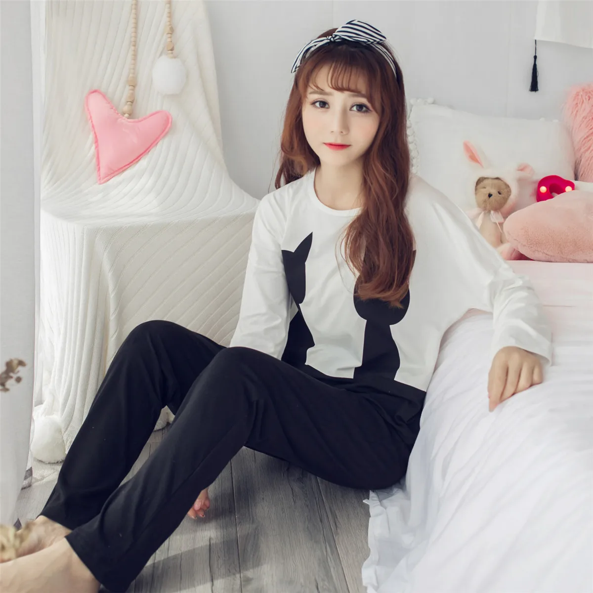 2020 новая весенняя одежда для отдыха с круглым вырезом пижама девочек