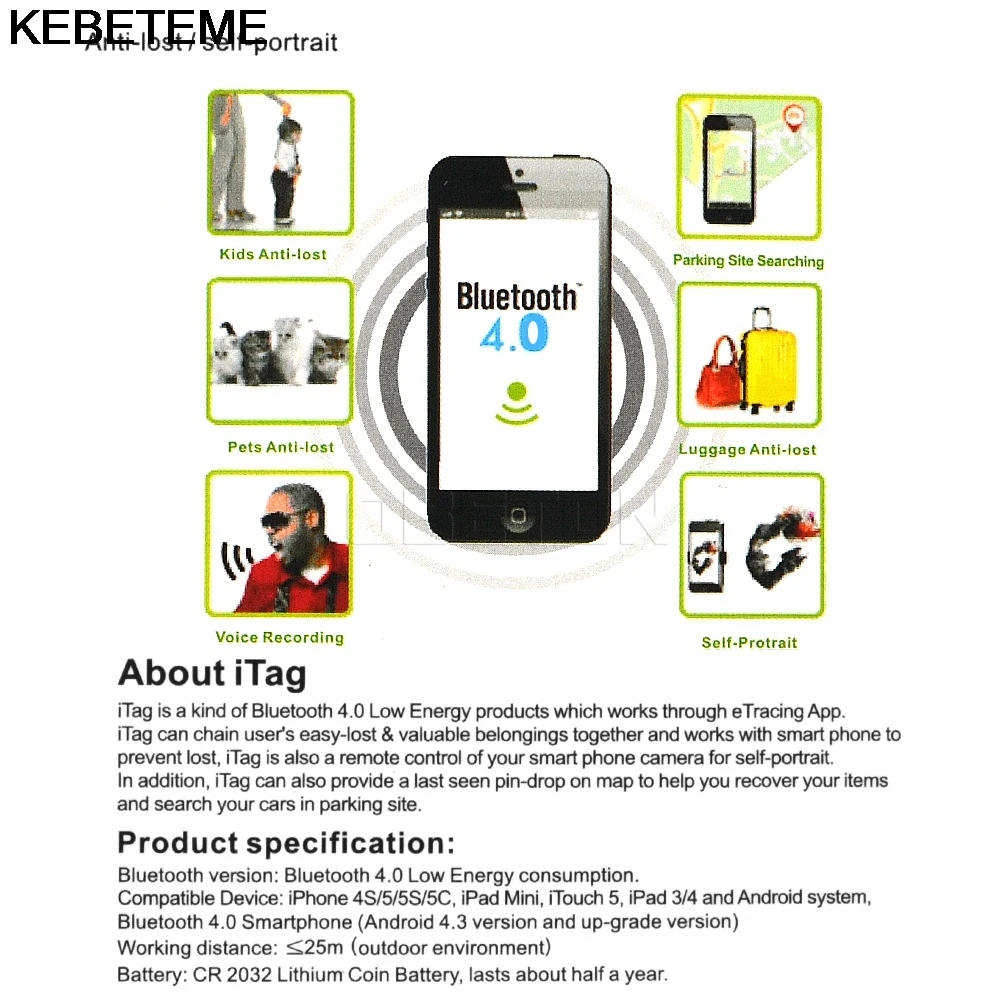 1 шт. беспроводная смарт метка с Bluetooth трекером|itag smart|itag key finderitag finder |