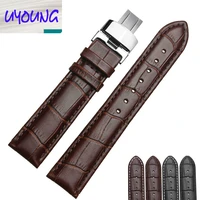 18mm 19mm 20mm 21mm 22mm 23mm 24mm genuine leather watch band butterfly deployant watch band double push button buckle clasp