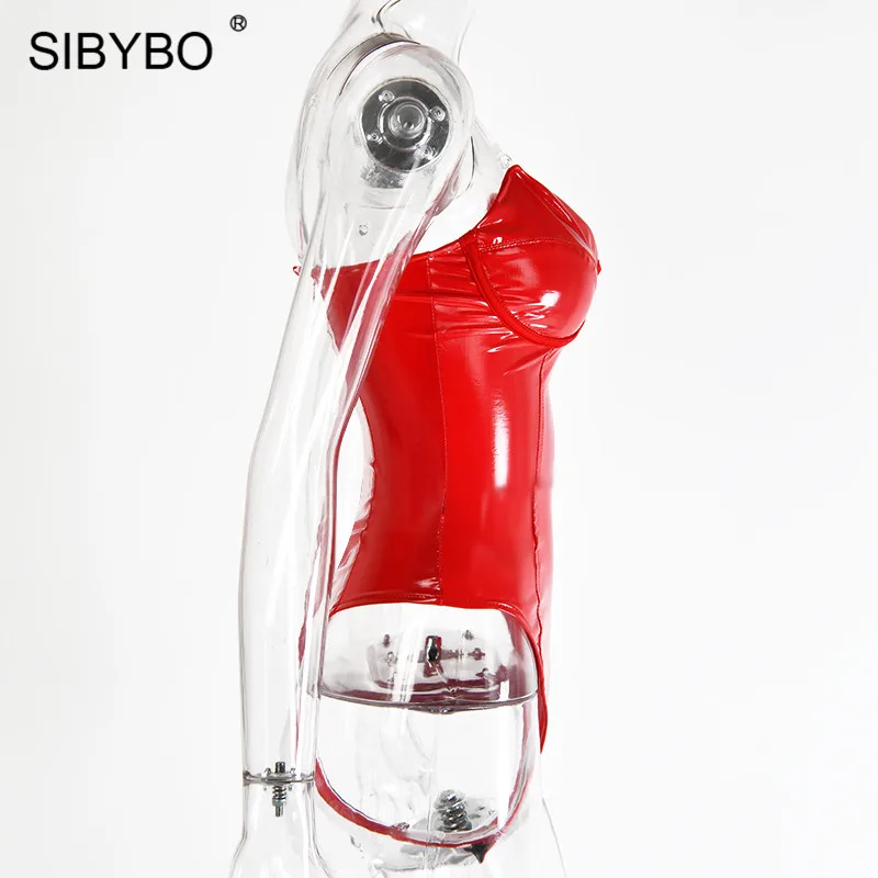 Sibybo, Сексуальное Женское боди без бретелек из искусственной кожи, с открытыми плечами, обтягивающие летние женские комбинезоны, с открытой спиной, пляжный Повседневный женский комбинезон