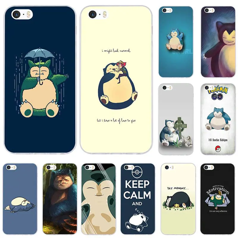 Мультфильм Snorlax Pokemons Мягкие силиконовые чехлы на мобильный телефон из ТПУ для iPhone