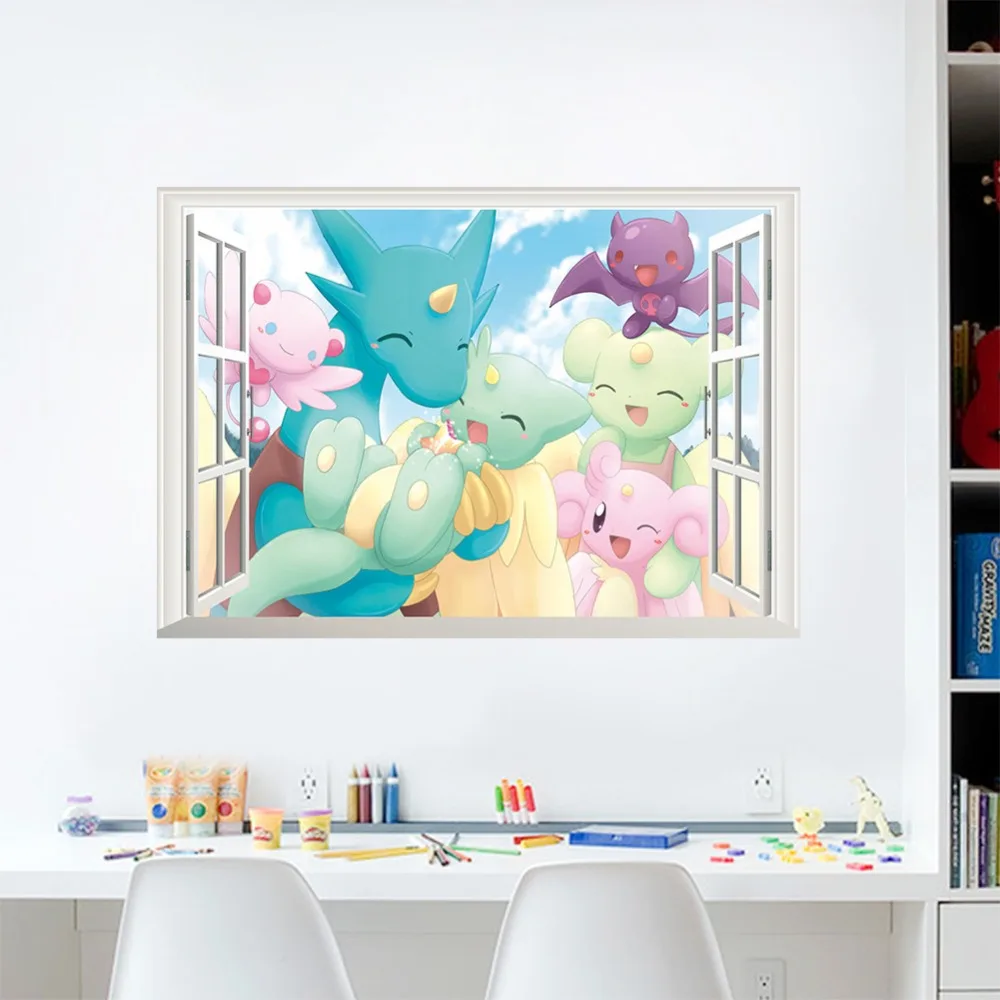 3D эффект мультфильм Pokemo наклейки на стену для детей комнаты домашний Декор
