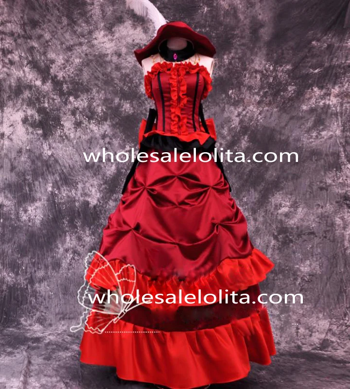 Бесплатная доставка Черный Дворецкий госпожа Красный косплей костюм вечернее