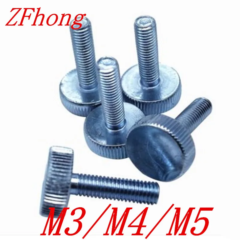 

10pcs DIN653 GB835 M3 M4 M5 Knurling Flat Head Knurled Thumb Screw Hand Tighten Computer Screws