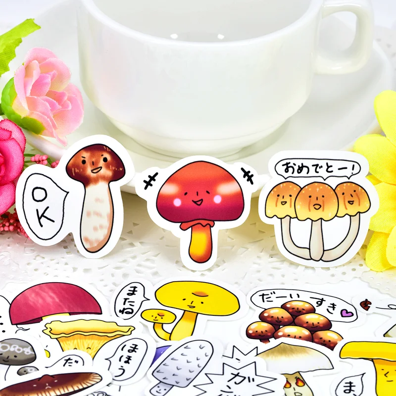 40 шт. креативные самодельные наклейки с красочными грибами kawaii красивые