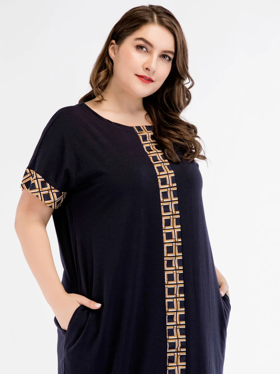 

Ramadan Cotton Patchwork Maxi Dress Indian Abaya Short Sleeves Dubai Abaya Ropa Arabe Mujer 6963-1