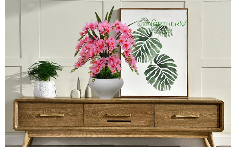 Цветы искуственные künstliche blumen fleurs artificielles Нежный Phalaenopsis искусственные цветы в горшке искусственный букет цветов горшки
